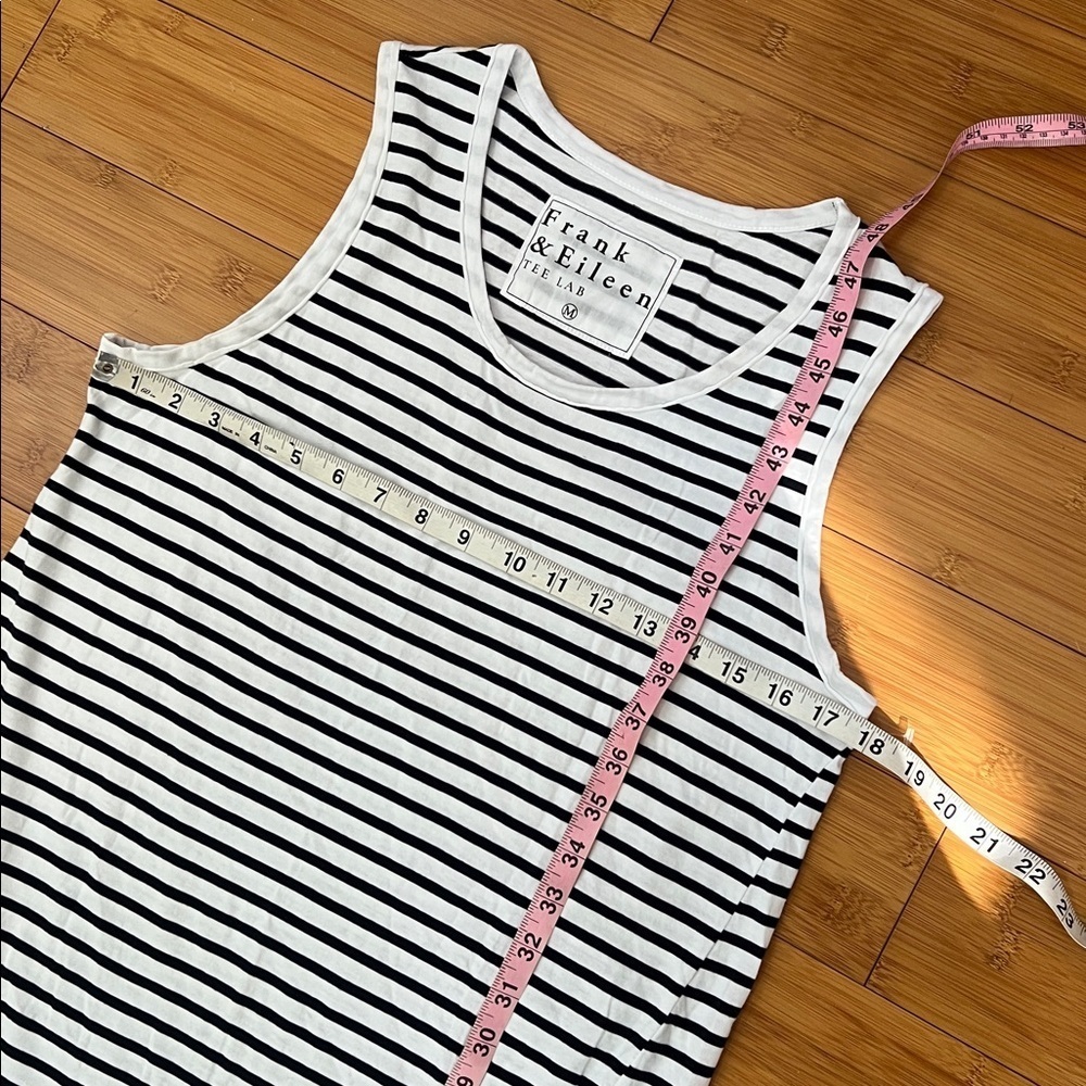 Frank and Eileen Tee Lab Striped Asymmetrical Hem Tank Dress White Black Stripe - Picture 9 of 10